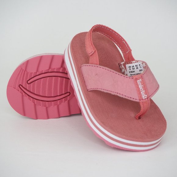 Timberland Flip Flop Toddlers Sandals Leather Dead Stock Sports Pink Sz 6C - Picture 10 of 12